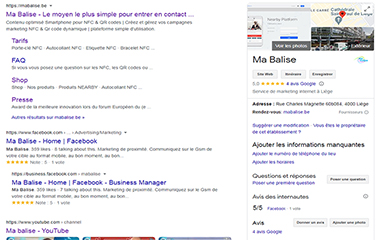 Google My Business page from Ma balise NFC tags & QR code marketing platform, illustrating why real estate without website can do it very well